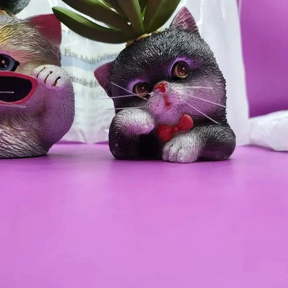 Bradford Exchange Humbugs & Spike Cat Planters Succulents - Picture 3 of 7